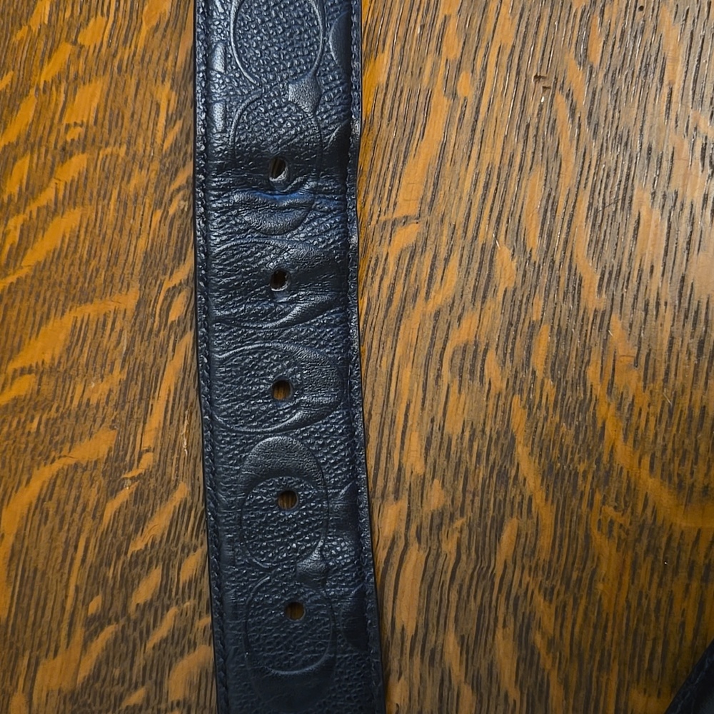 COACH HARNESS REVERSIBLE LEATHER BELT LOGO SMOOTH CALF LEATHER BLACK 1.5 IN WIDE - Picture 5 of 12